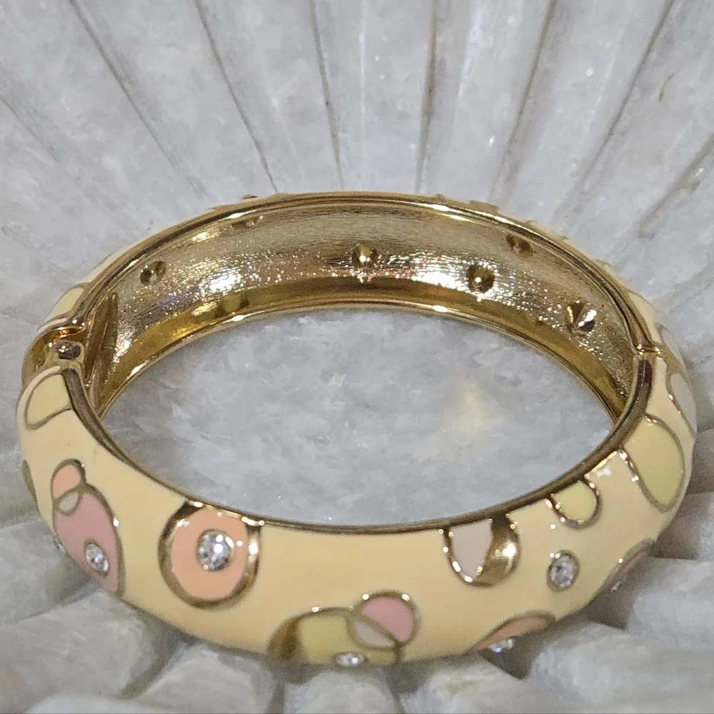 Nordstrom Sequin Bubble Enamel Sparkling Crystals Hinge Bangle‎ Bracelet NWOT